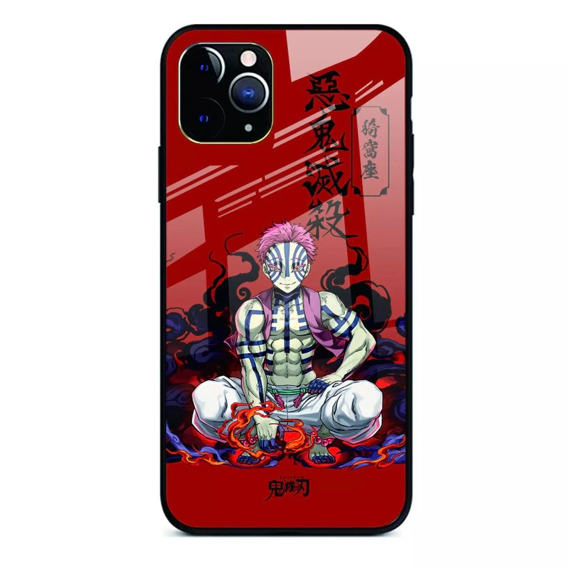 Demon Slayer:Kimetsu no Yaiba: iPhone7/8 Plus  Akaza Phone Case Tempered Glass Back  Cover